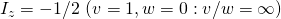 I _ { z } = - 1 / 2  \ ( v = 1 , w = 0 : v / w = \infty )