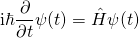 \begin{equation*} \mathrm { i } \hbar \frac { \partial } { \partial t } \psi ( t ) = \hat { H } \psi ( t ) \end{equation*}